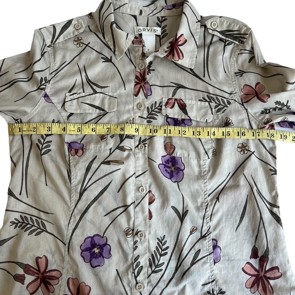 Orvis Womens Long Sleeve Button Down Top Size S Floral Lightweight Hiking Cotton - Picture 14 of 16
